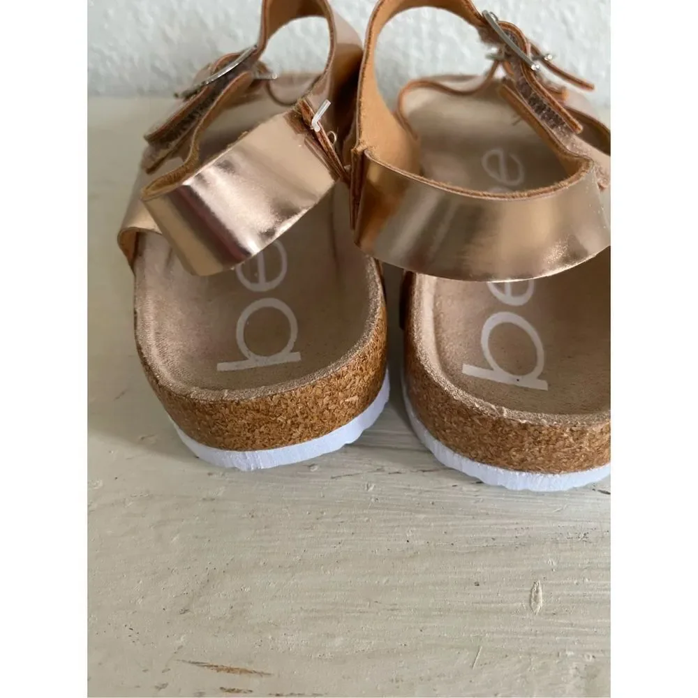 NEW Bebe Birkenstock Style Sandals Rose Gold Copper Metallic ShoesSize 9 NWOT